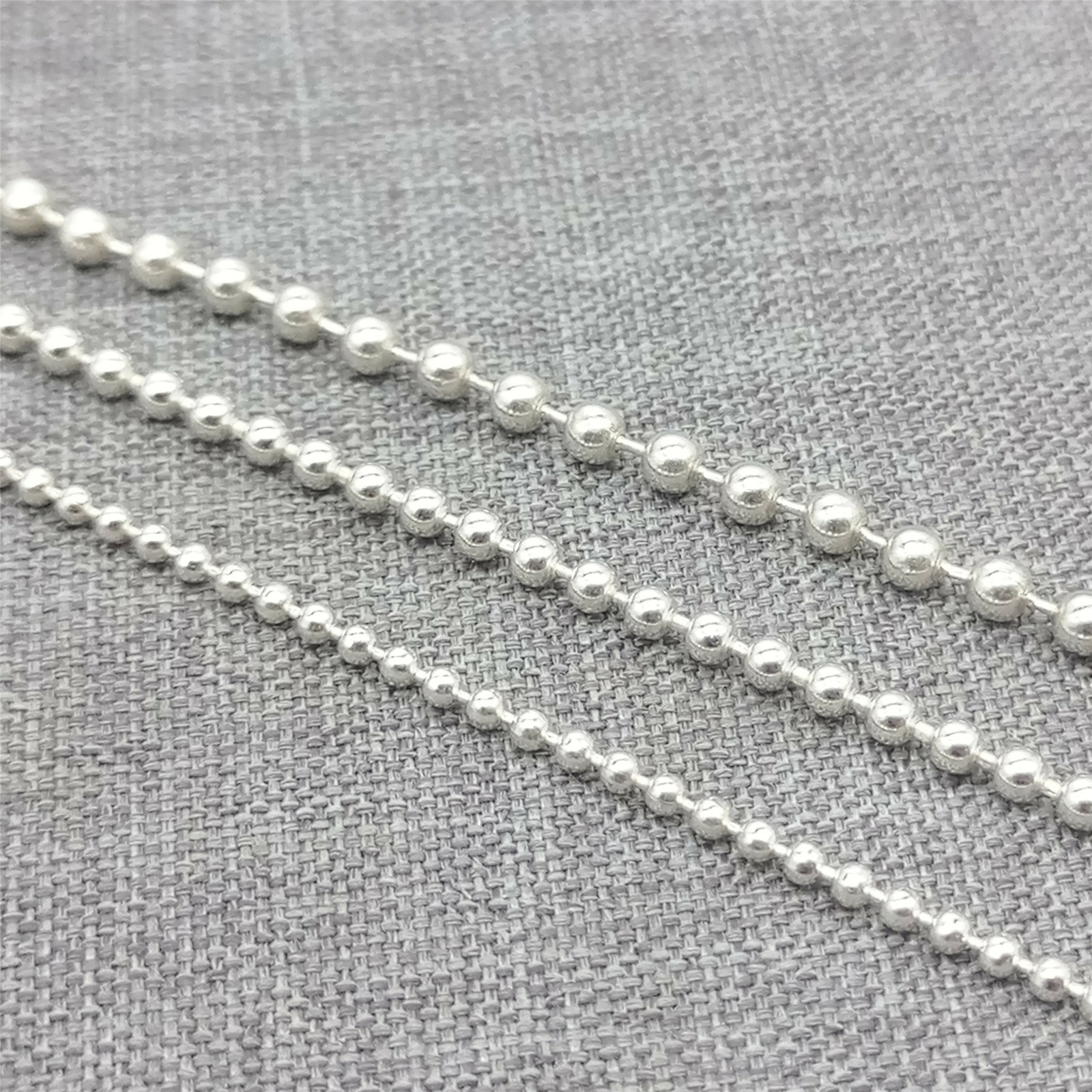 925 Sterling Silver Unfinished Bead Ball Chain 1.5mm 2mm 2.5mm 3mm 4mm 5mm