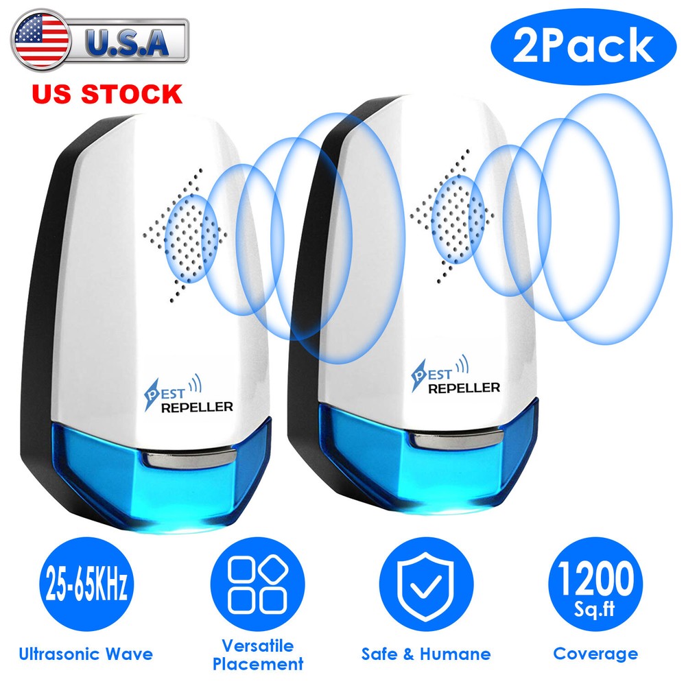 2x Ultrasonic w/ Night light Plug In Bed Bug Mouse
