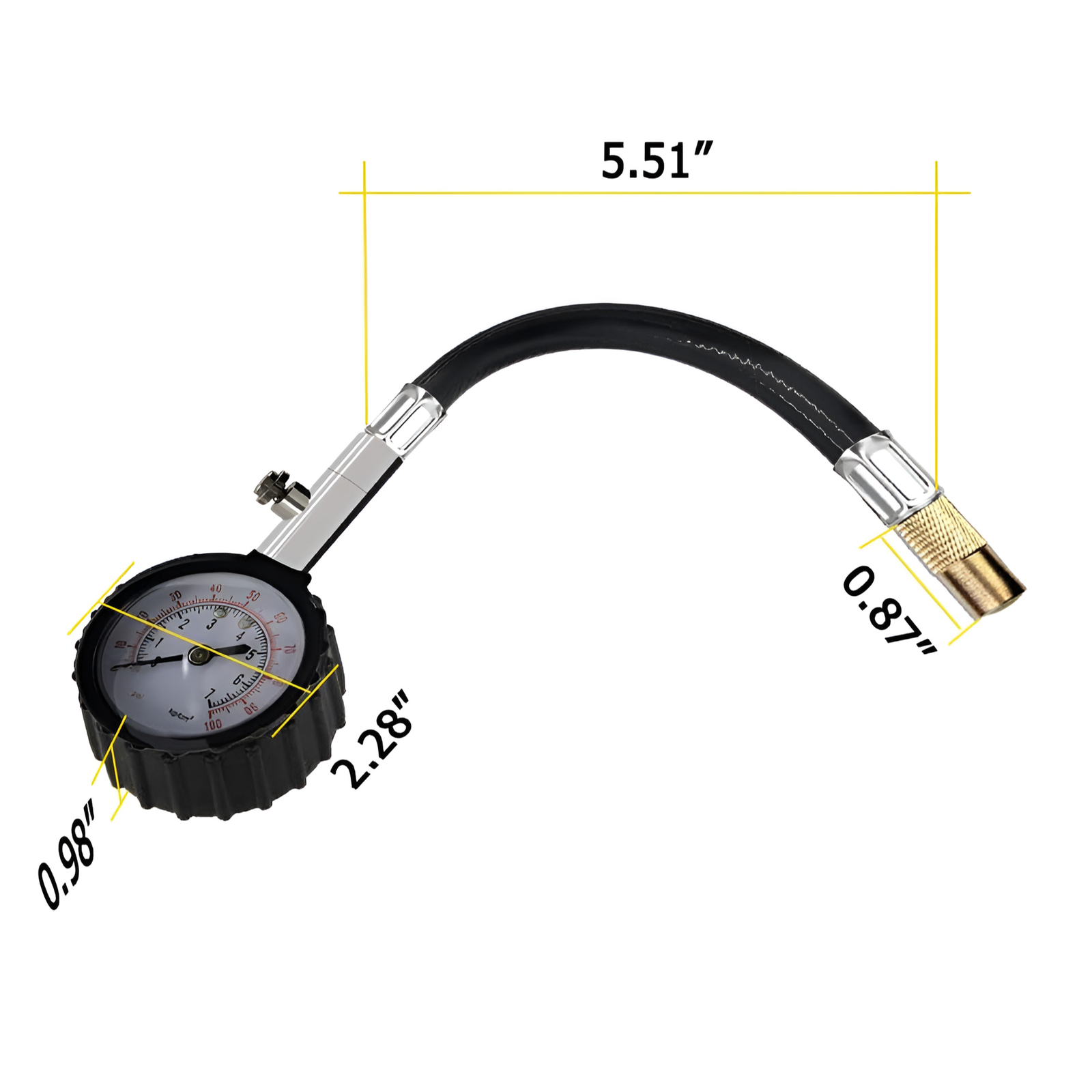 100 PSI Mechanical Tire Pressure Gauge Twist Chuck Car Truck Motorcycle Bicycle