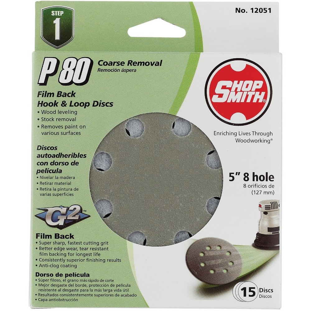 Gator Blade 5 In. 80-Grit 8-Hole Pattern Vented Sanding Disc with Hook & Loop