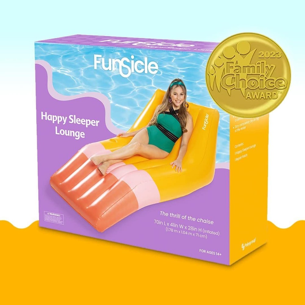 5.8ft Inflatable Floating Lounge Happy Sleeper with Cup Holder Pool Float
