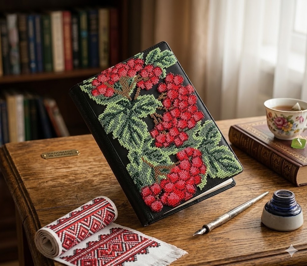 Notebook with bead embroidery handmade