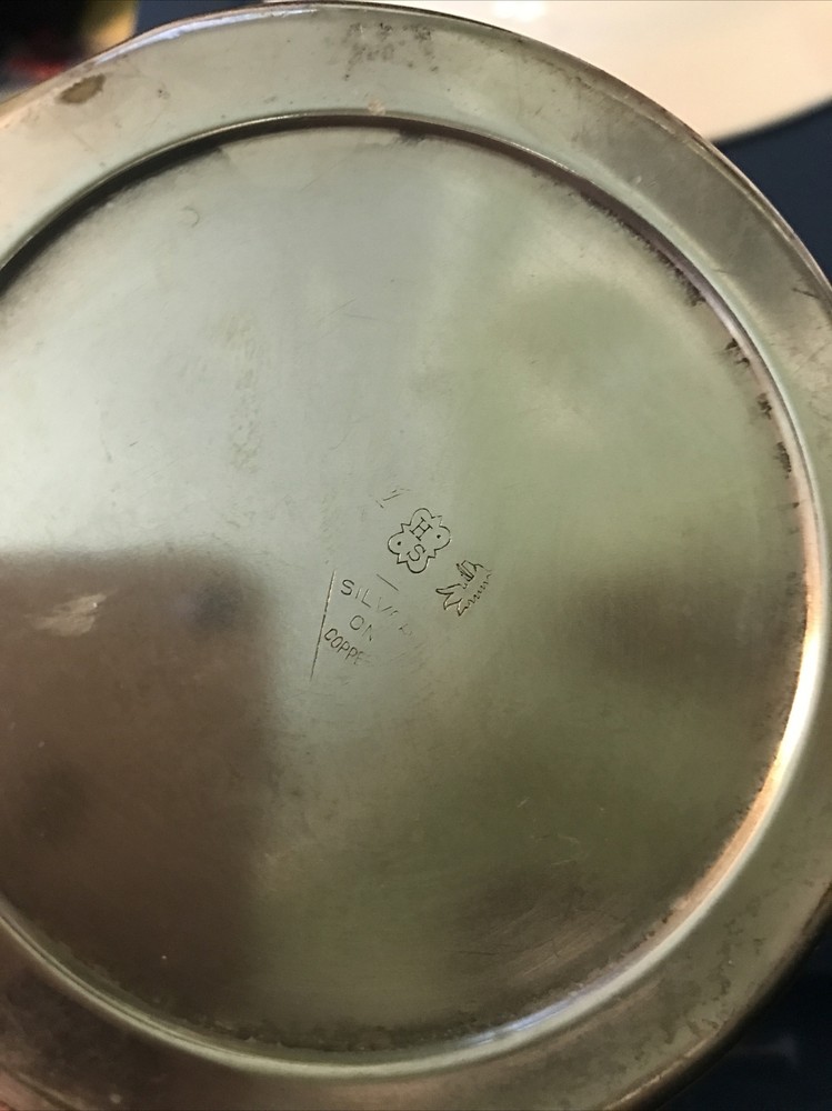 Vintage H S Silver On Copper Water Pitcher