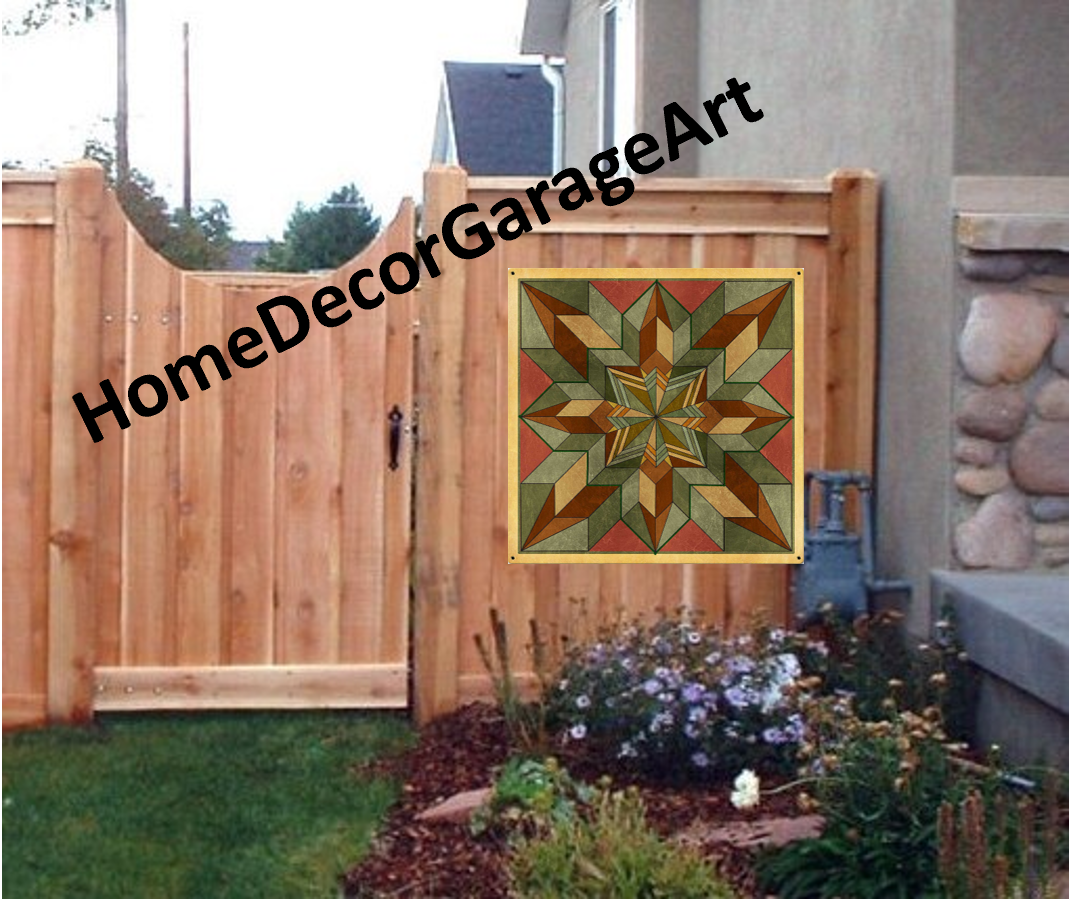 Barn Quilt Sign, Box Pattern Desert Tone, Square Metal Sign, 9 Sizes