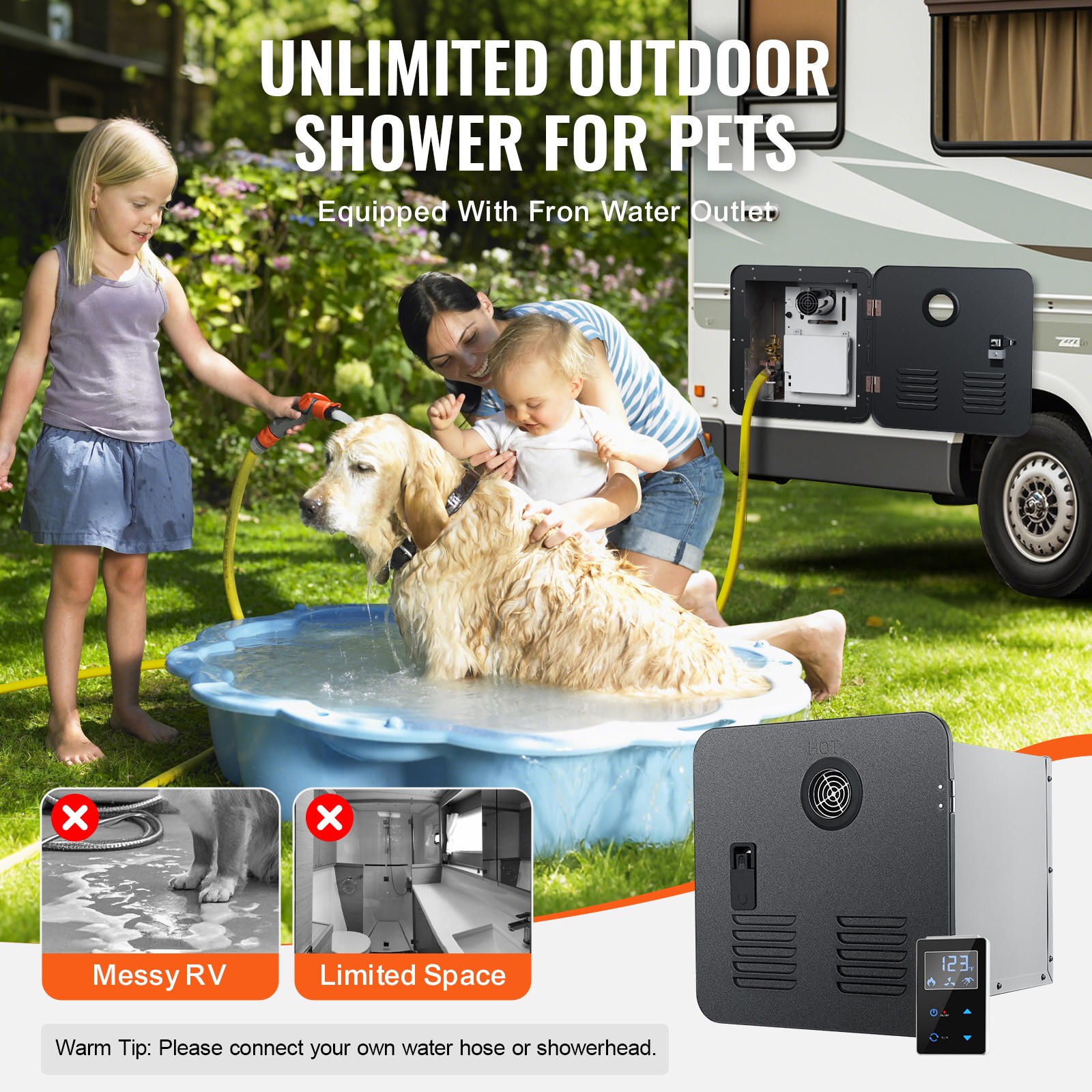 Uimoso RV Tankless Water Heater 15x15 in Propane Gas 42000BTU with Controller