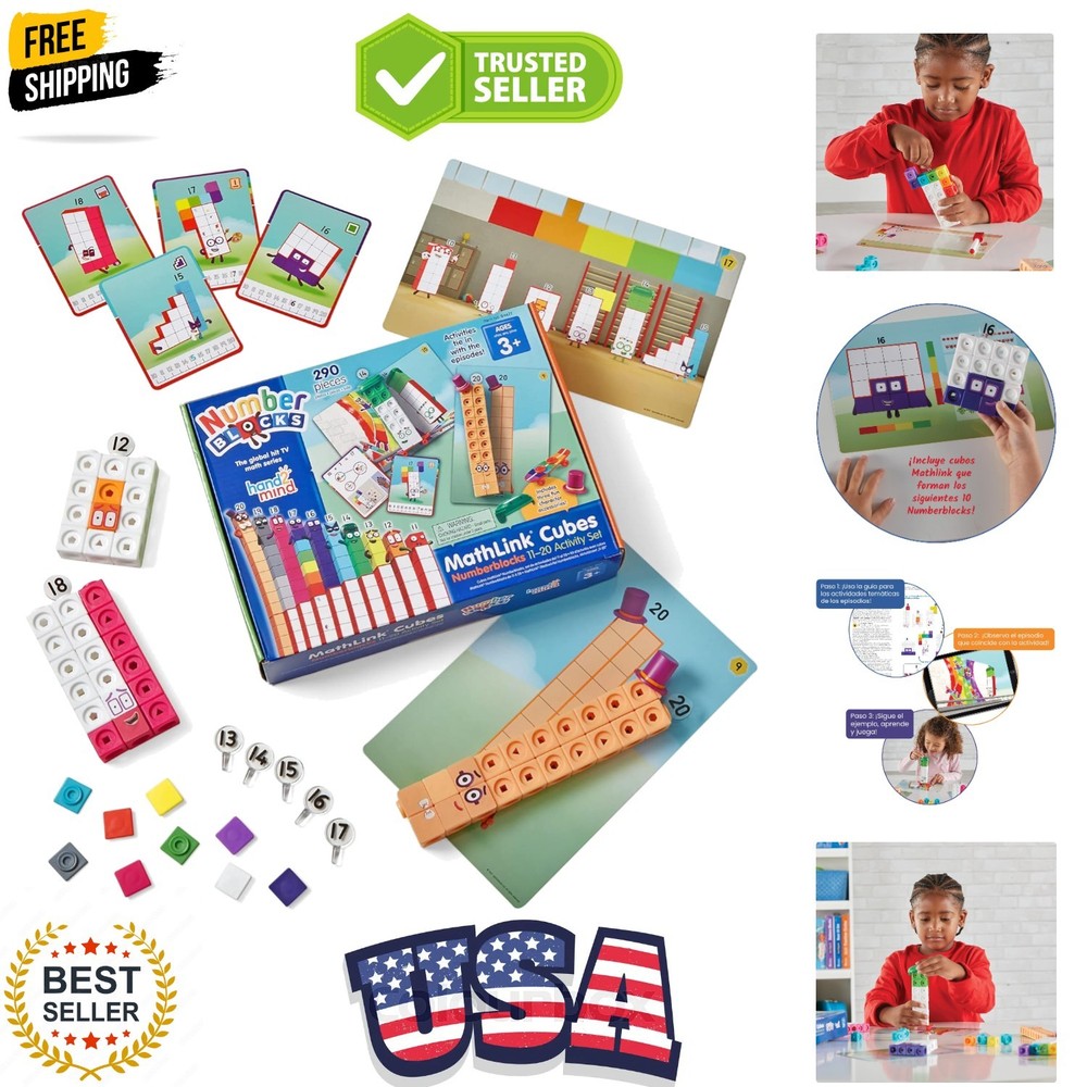MathLink Cubes Numberblocks 11-20 Activity Set, 30 Preschool Learning Activit...