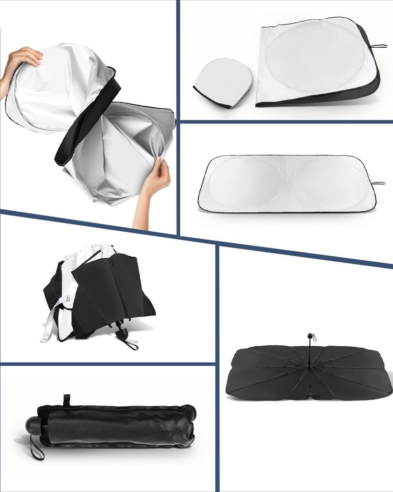 Retractable Windshield Sun Shade 99% UV Blocking Foldable Car Sunshade Medium