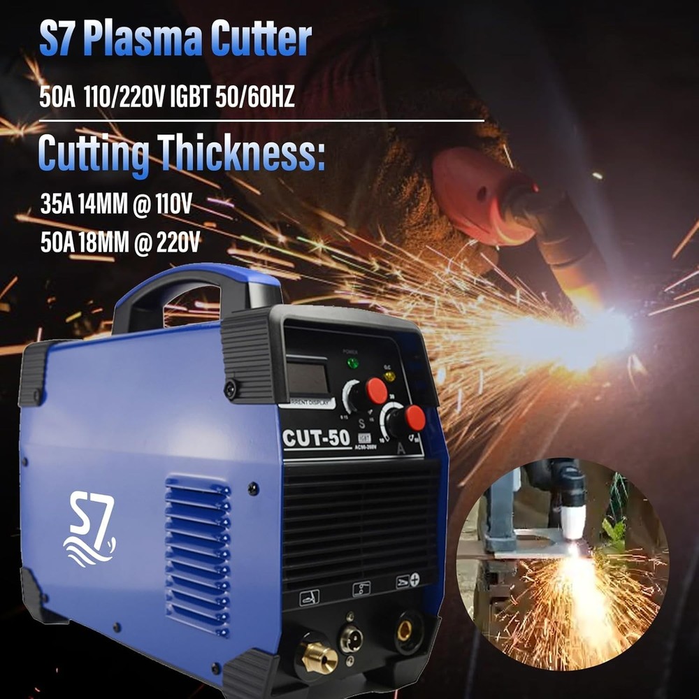 Upgraded 55A Plasma Cutter with Air Compressor Compatibility-