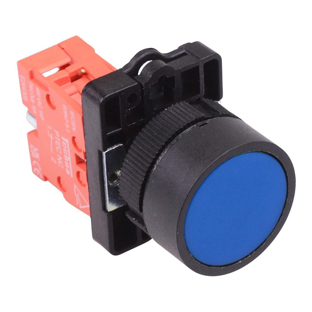 Techna PtecPNBlue Blue Flush Push Button Switch 10A 1NC