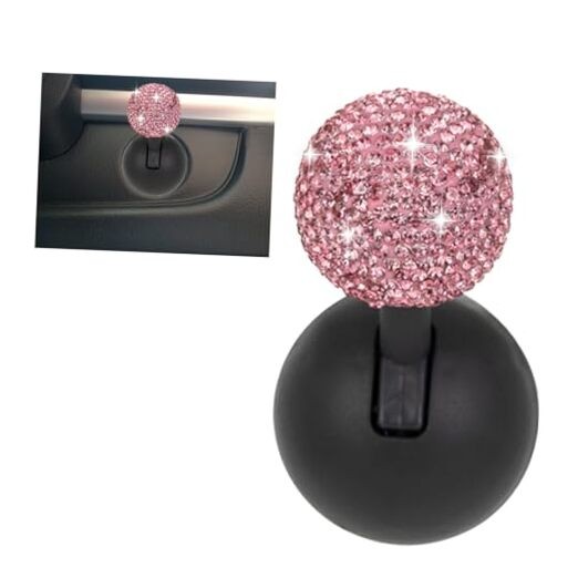 Car Push Start Button Cover, Rhinestone Engine Start Stop Button Joystick Pink