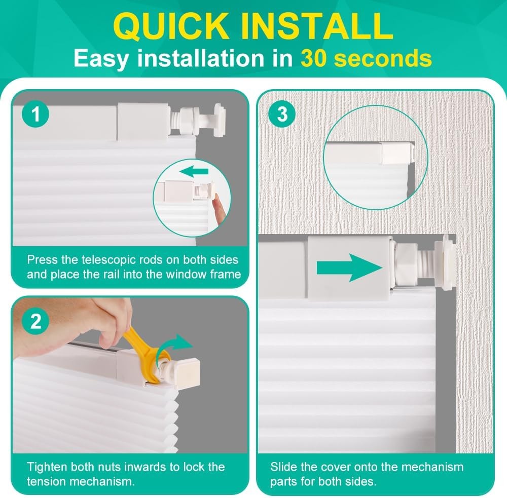 Wireless cellular blinds, light-filtering cellular blinds, easy to install