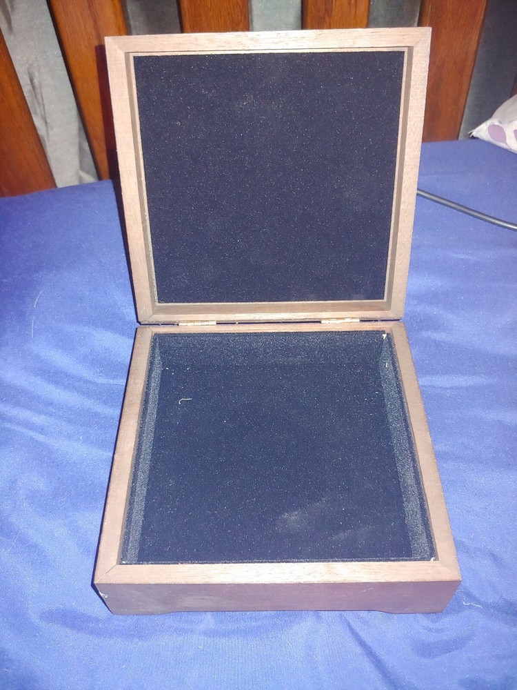 small dark oak hinge top needlework display box