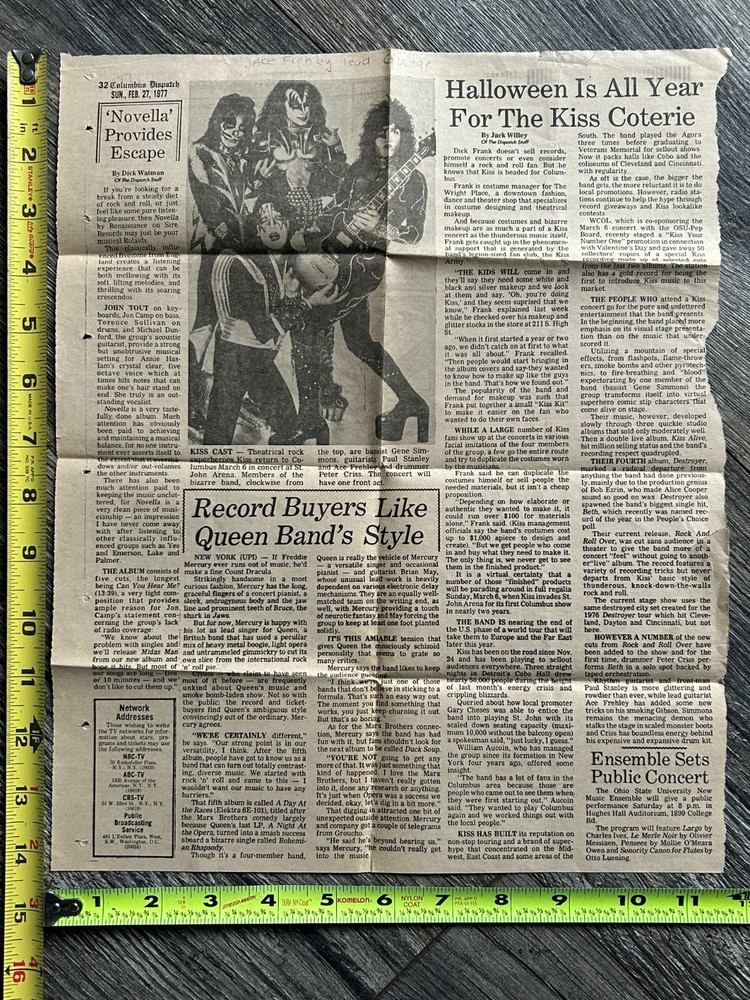 KISS Concert Clipping Rock And Roll Over Tour Columbus Ohio Mar 6 1977 Aucoin