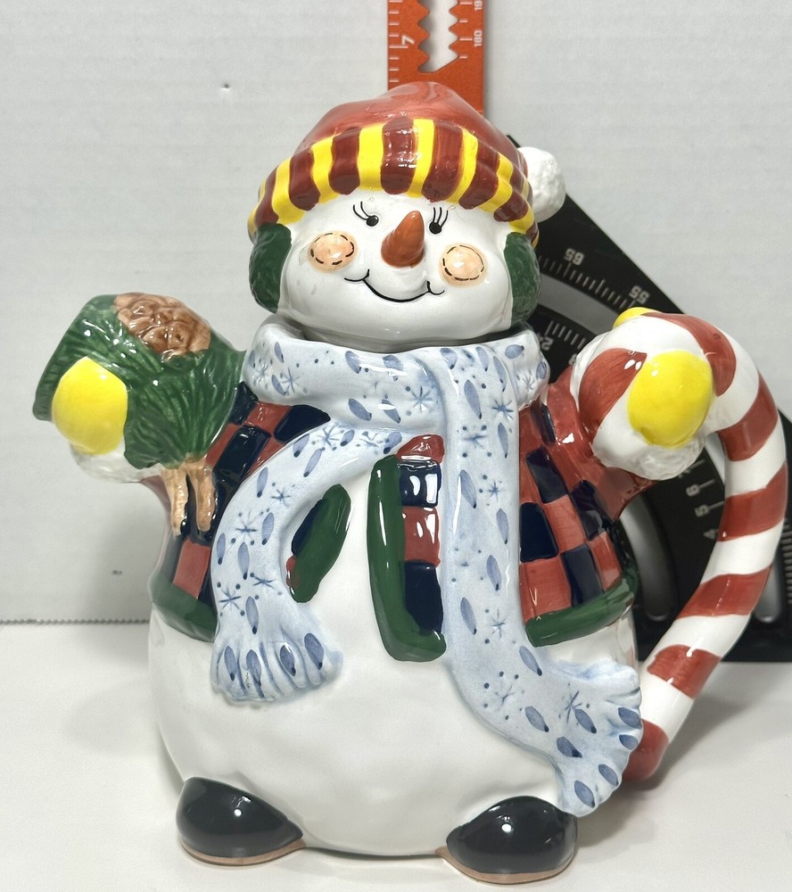 Jolly Ceramic Snowman Teapot 6.75"