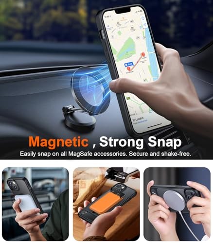 Compatible with iPhone 14 Case/iPhone 13 Case,[Built-in Invisible Black