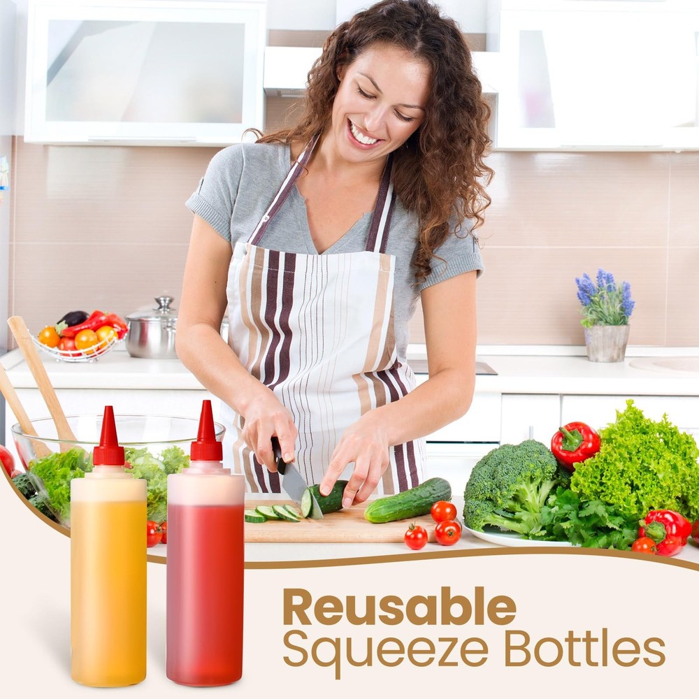 30 Pack Plastic Condiment Squeeze Bottles for Sauces Empty Squirt Bottle with...