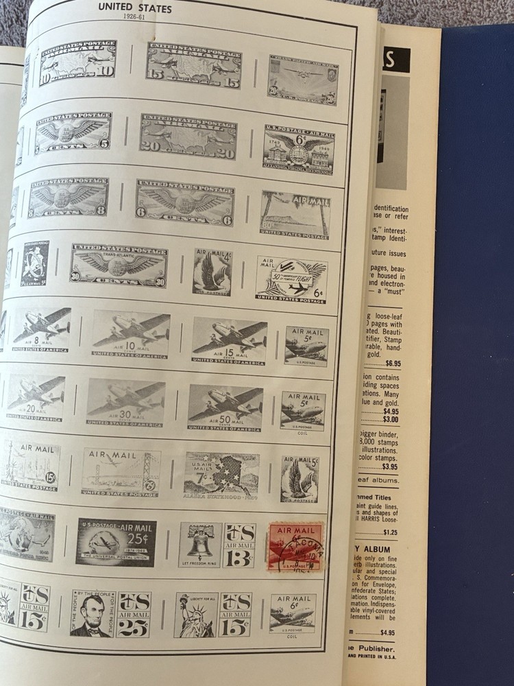 TWO (2) 1966 Ed. STATESMAN DELUXE STAMP ALBUMS W/SOME STAMPS~BOTH IN GREAT COND.