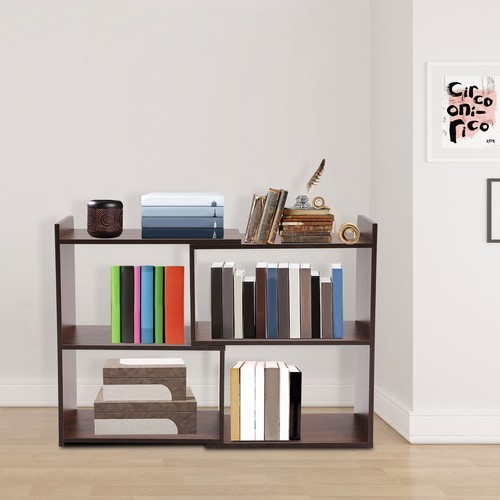 Open Storage Shelf, 3-Tier Bookcase, Retractable Storage Shelf