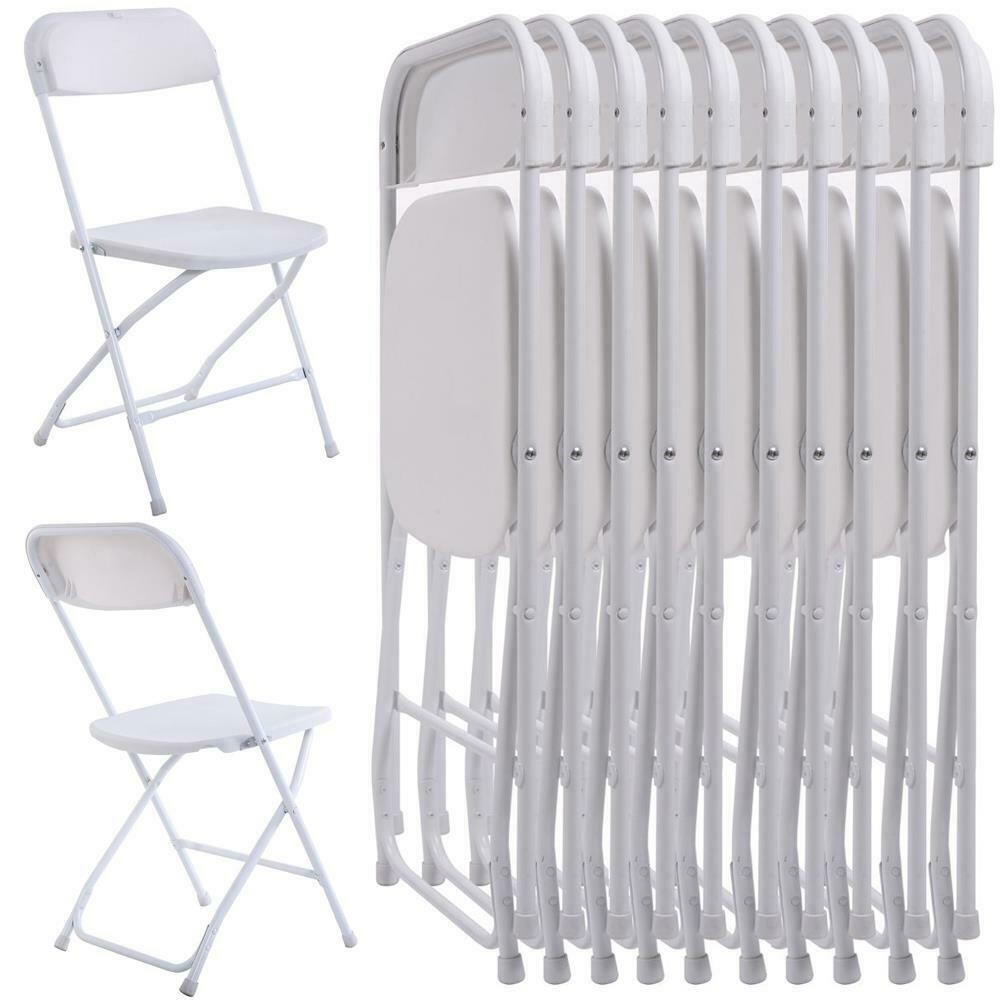 10 Pieces Commercial Plastic Folding Chairs Stackable Picnic Party Dining Seats