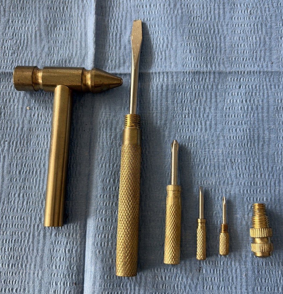 Vintage Brass Hammer And Screwdriver Nesting Combo