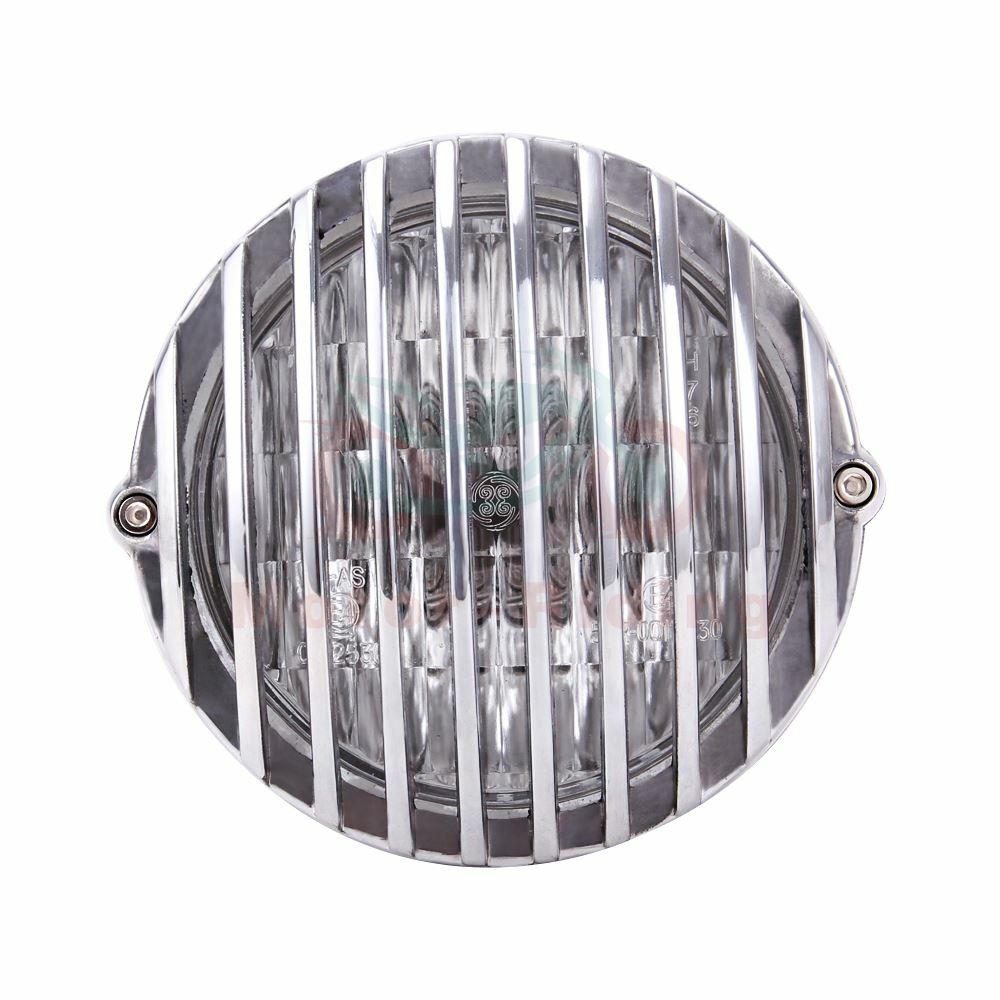 Black Chrome Headlight Finned Prison Grill For Harley Cruiser Chopper Bobber US
