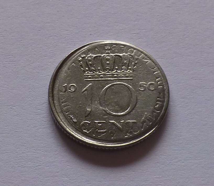 Error coin: Netherlands 10 Cents 1950, Netherlands error coin - Mint error