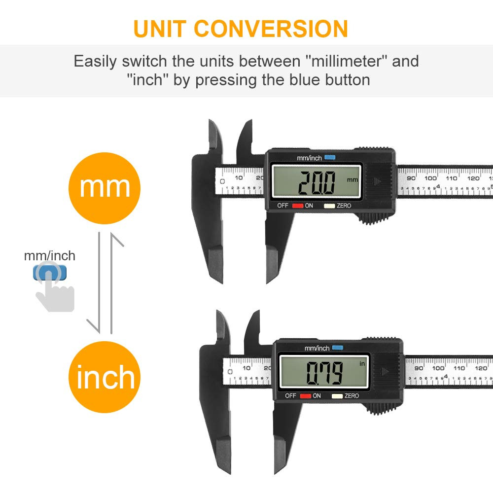 Digital Caliper, 0-6 Inches Caliper with Large LCD Screen, Auto - off Feature,