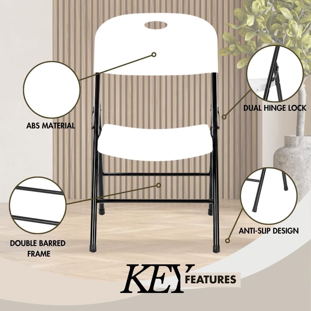 4-Pack Heavy Duty Plastic Folding Chair, 450 lbs Capacity Foldable Chairs