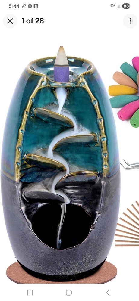 Cascade Incense Burner Waterfall Ceramic Yoga
