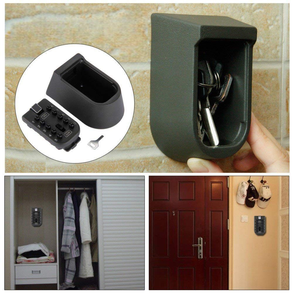 Key Safe Lock Box Push Button 10-Digit Code Wall Mounted Combination Lockbox ...