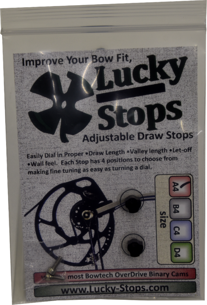 Draw Stops for Bowtech Overdrive Binary Cam Stop Size A4 (Lucky Stops brand)