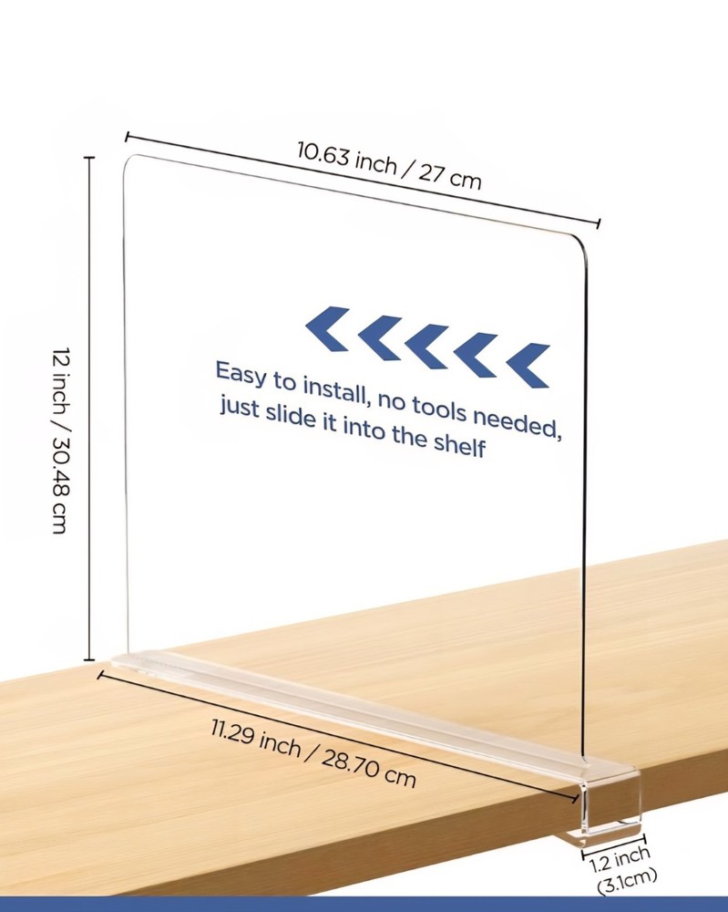 Shelf Dividers. 4 Pieces. Acrylic Shelf Separators