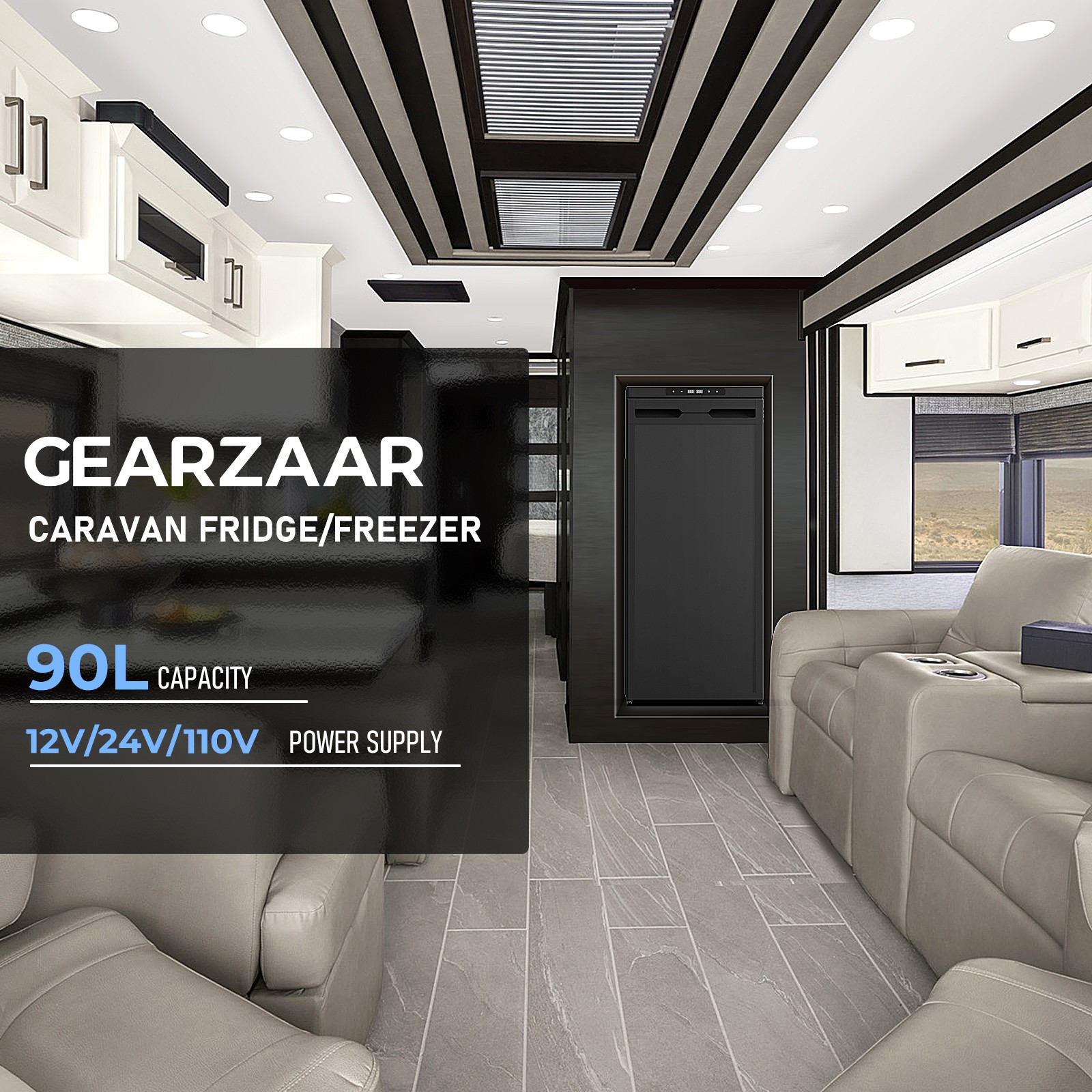 3.18 Cu.Ft Truck Fridge AC110V DC 12V/24V Portable RV Car Refrigerator Freezer