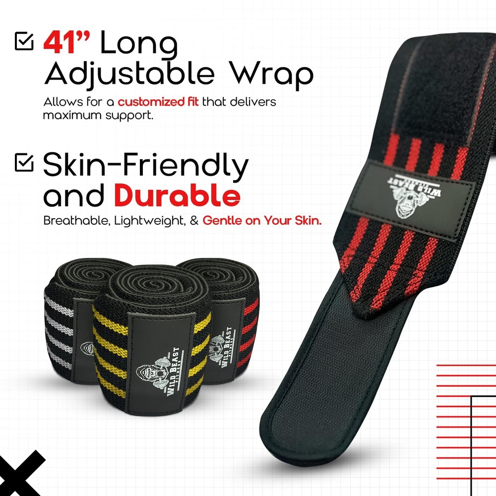 Elbow Wraps for Weightlifting (Pair), Stretchable & Breathable 41" Elbow Comp...
