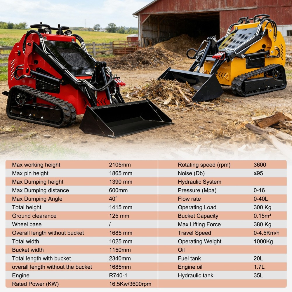 23Hp Mini Skid Steer Loader with EPA Petrol Engine Three valve Three Pump