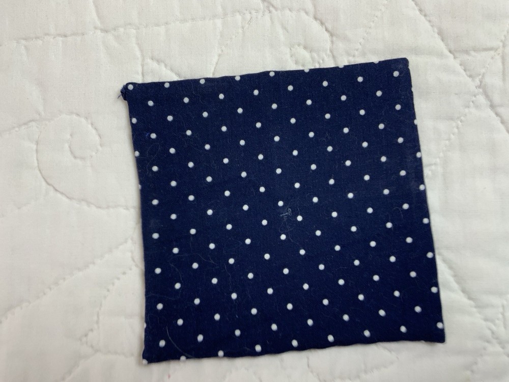 Vintage Patchwork Quilt Table Topper, Early Calicos, Four Patch, Blue, Multi