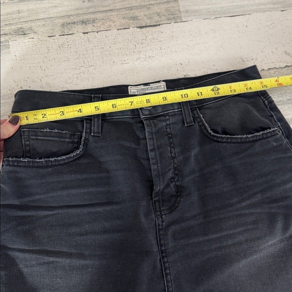 Current/Elliott Black Button fly Denim Jean Skirt Raw Hem - Size 27