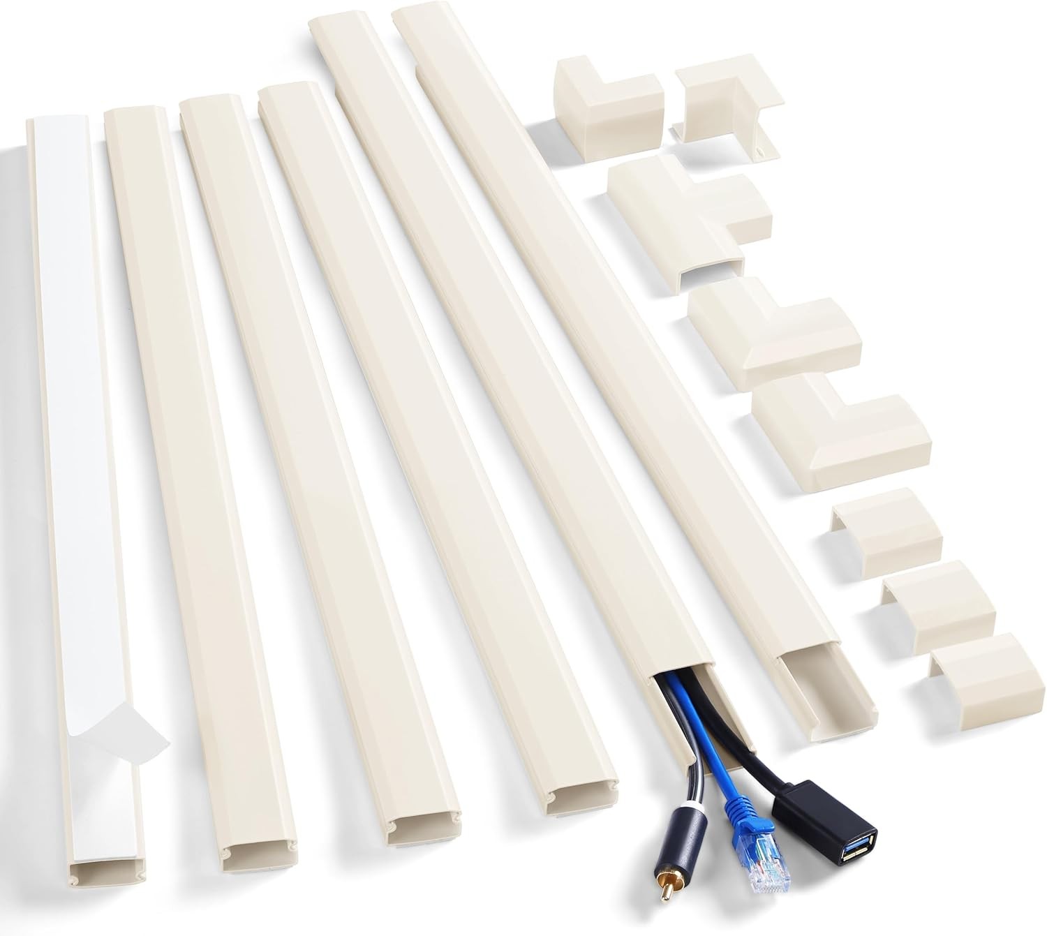 Black Cord Cover Wall Kit 94.5in Cable Raceway Concealer Wire Hider TV Mount