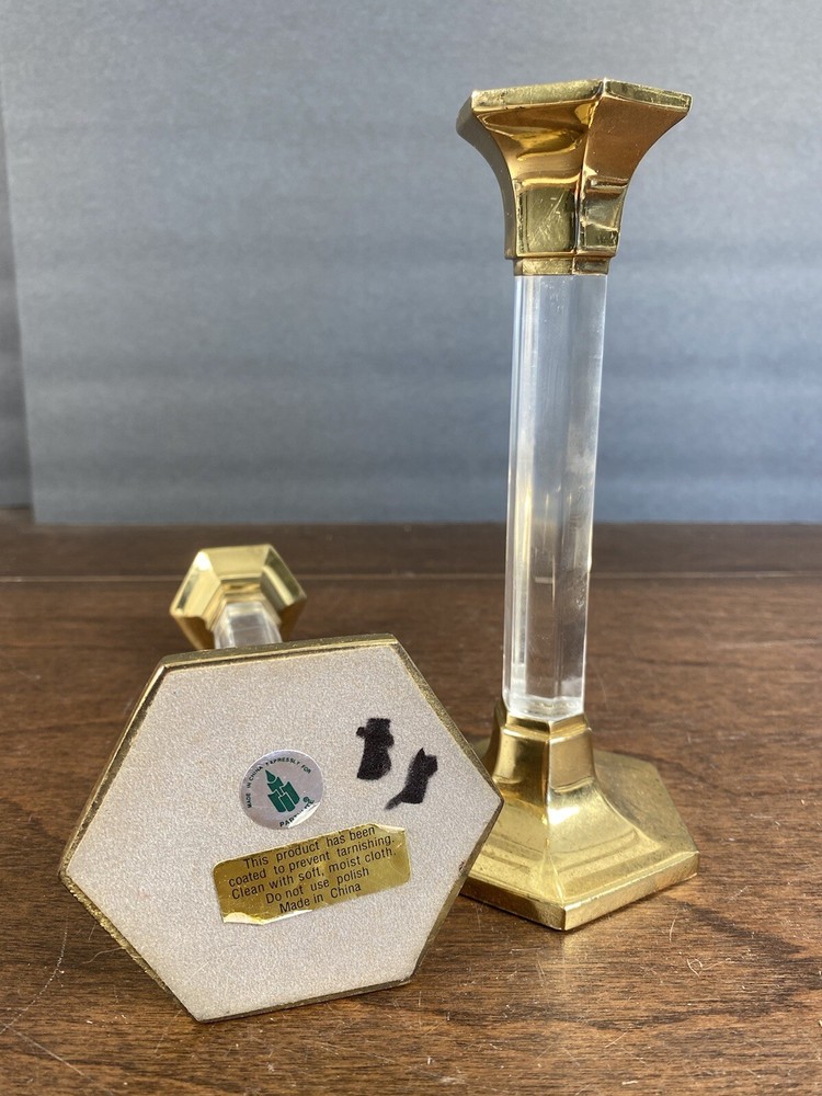 Fine Crystal & Brass Candle stick Holder Set