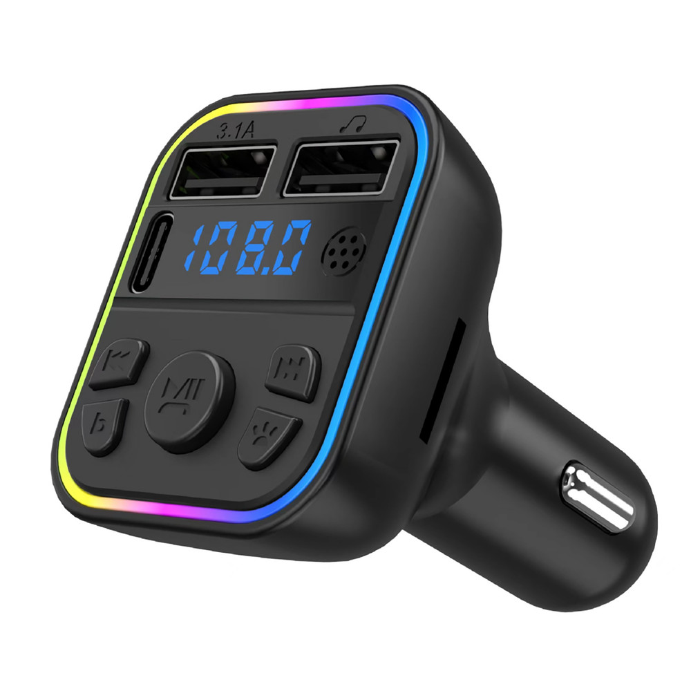 Car Bluetooth FM Transmitter Adapter PD Type-C Dual USB Fast Charger 12V-24V