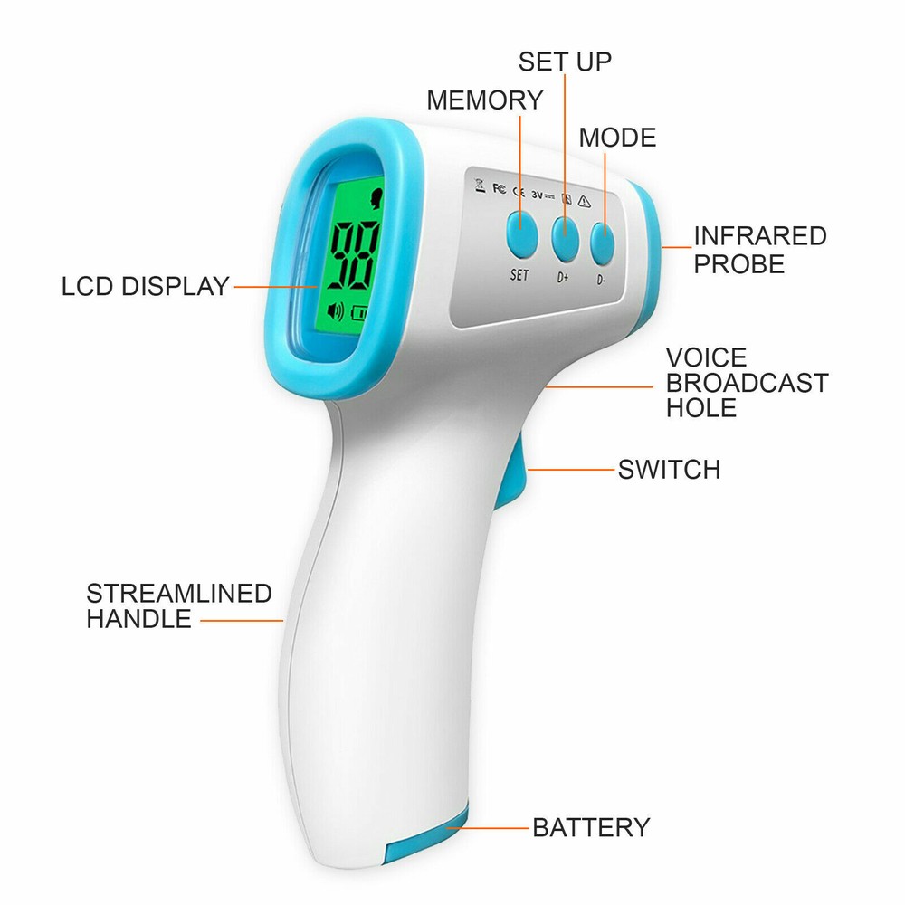 Forehead Thermometer Touchless Infrared Fever Temperature Indicator Digital