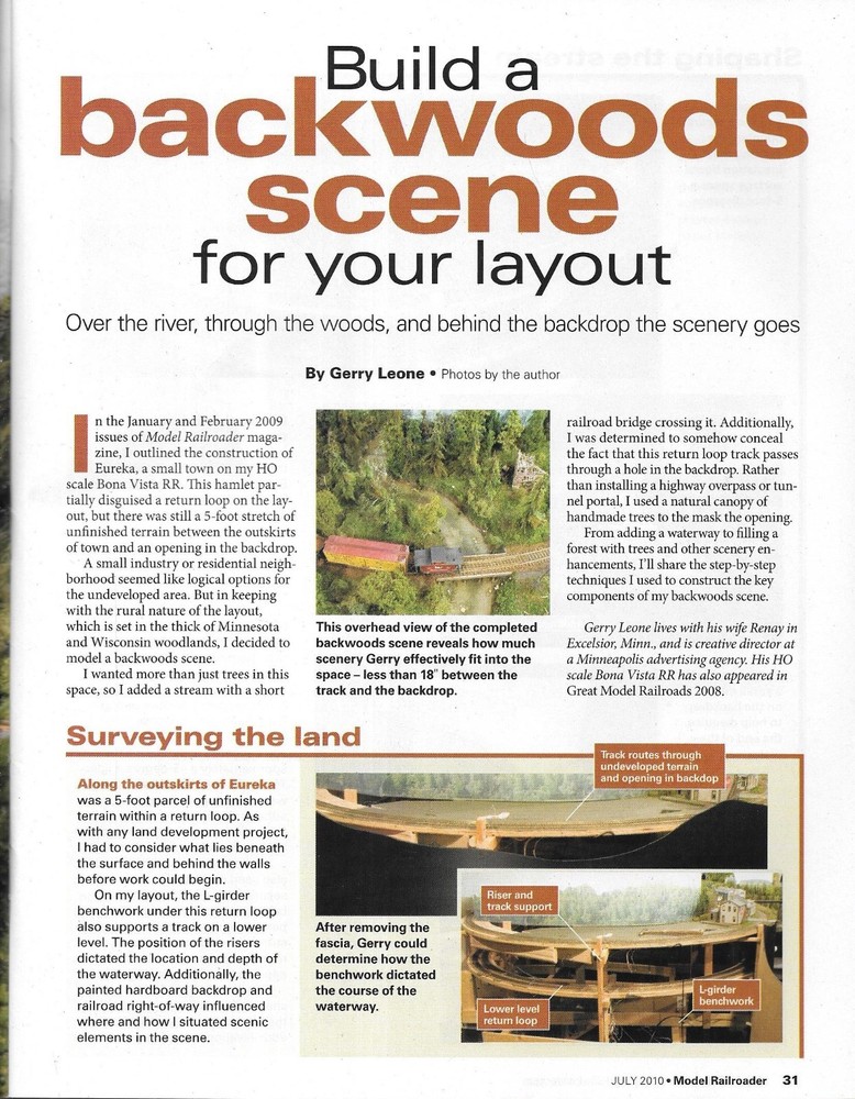 Model Railroader July 2010 Forest River Benchwork Gondola Loads Backdrop Ethanol