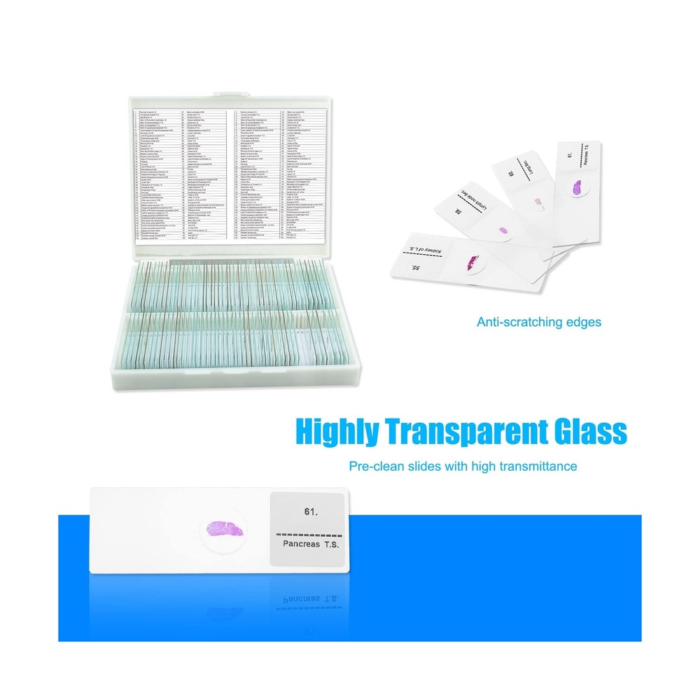 Microscope Slides, 100 Pcs Prepared Microscope Slides with Specimens for Kids...