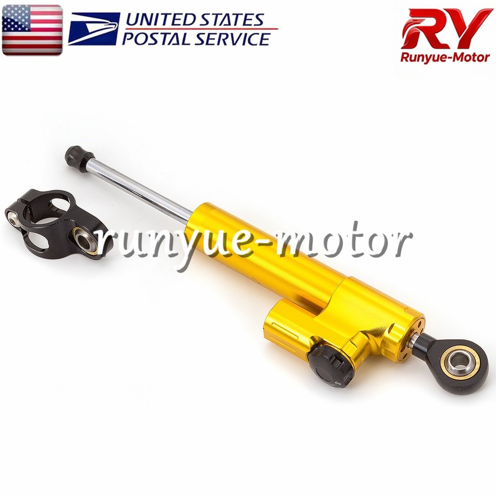 Gold CNC Adjustable Steering Damper Stabilizer Linear Control Universal Aluminum