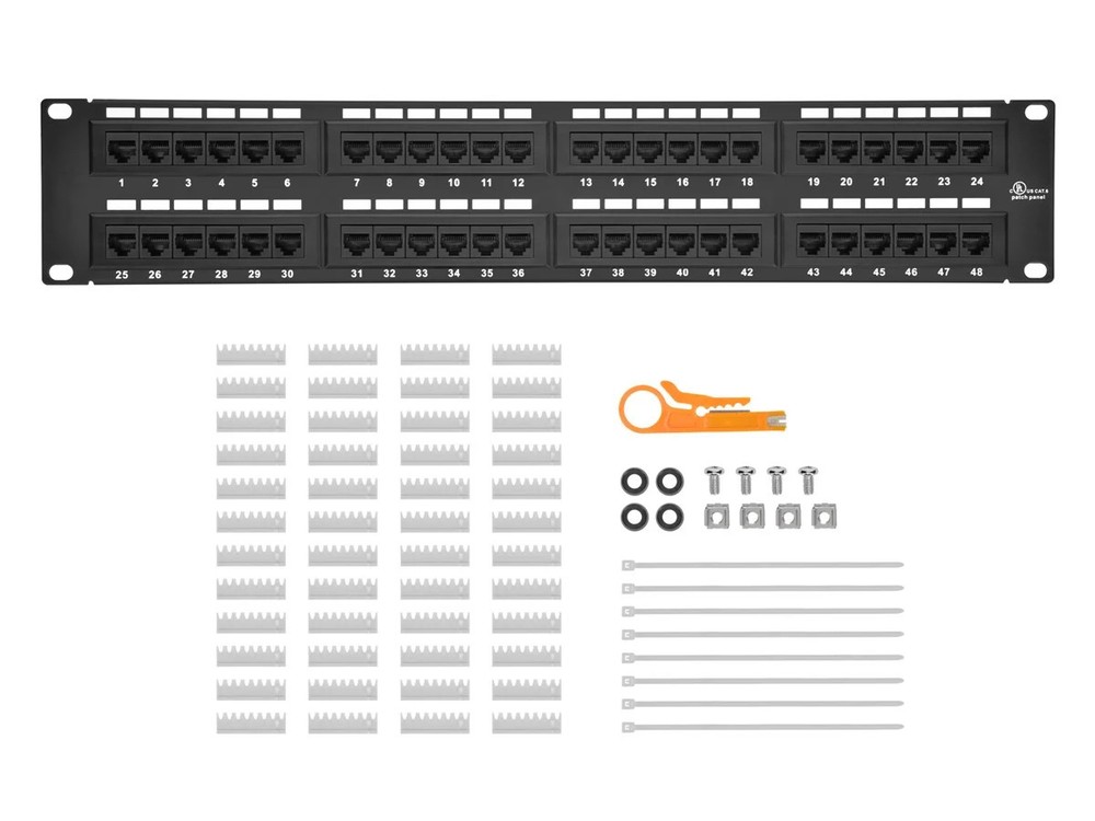 Monoprice 48-port Cat6 Patch Panel, 110 Type (568A/B Compatible)