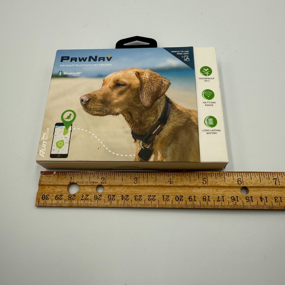 PawNav Smart Bluetooth Pet Tracker by Run Secure Waterproof 100 Foot Range