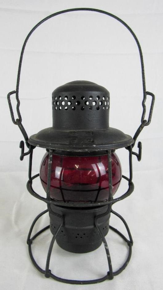 Antique Railroad Lantern w/ Ruby Globe