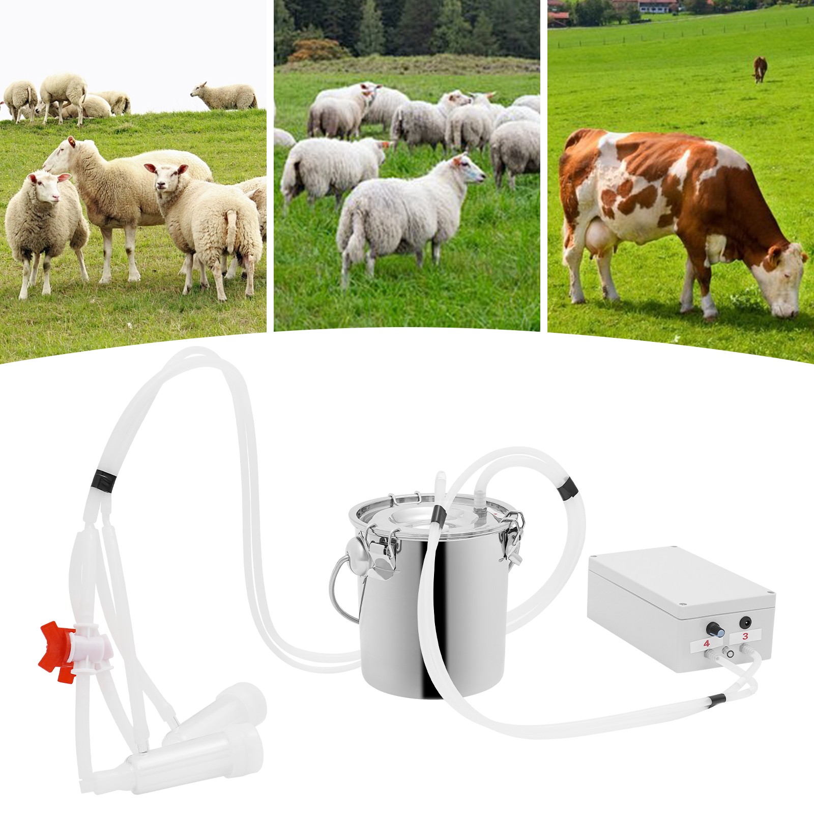 Pulsation Cow Milking Machine, Electric Cow Milker, Milking Machine with Stainle