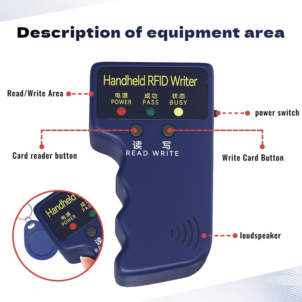 Handheld Copier RFID Reader Rewriter Smart ID Card Duplicator 125Khz Intelligent