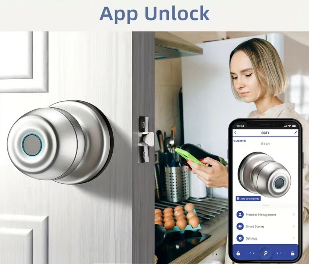 Fingerprint Biometric Door Knob Lock with Bluetooth App Control